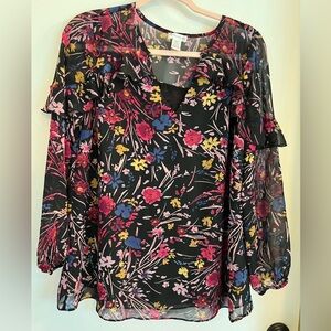 A Pea in the Pod floral maternity blouse
